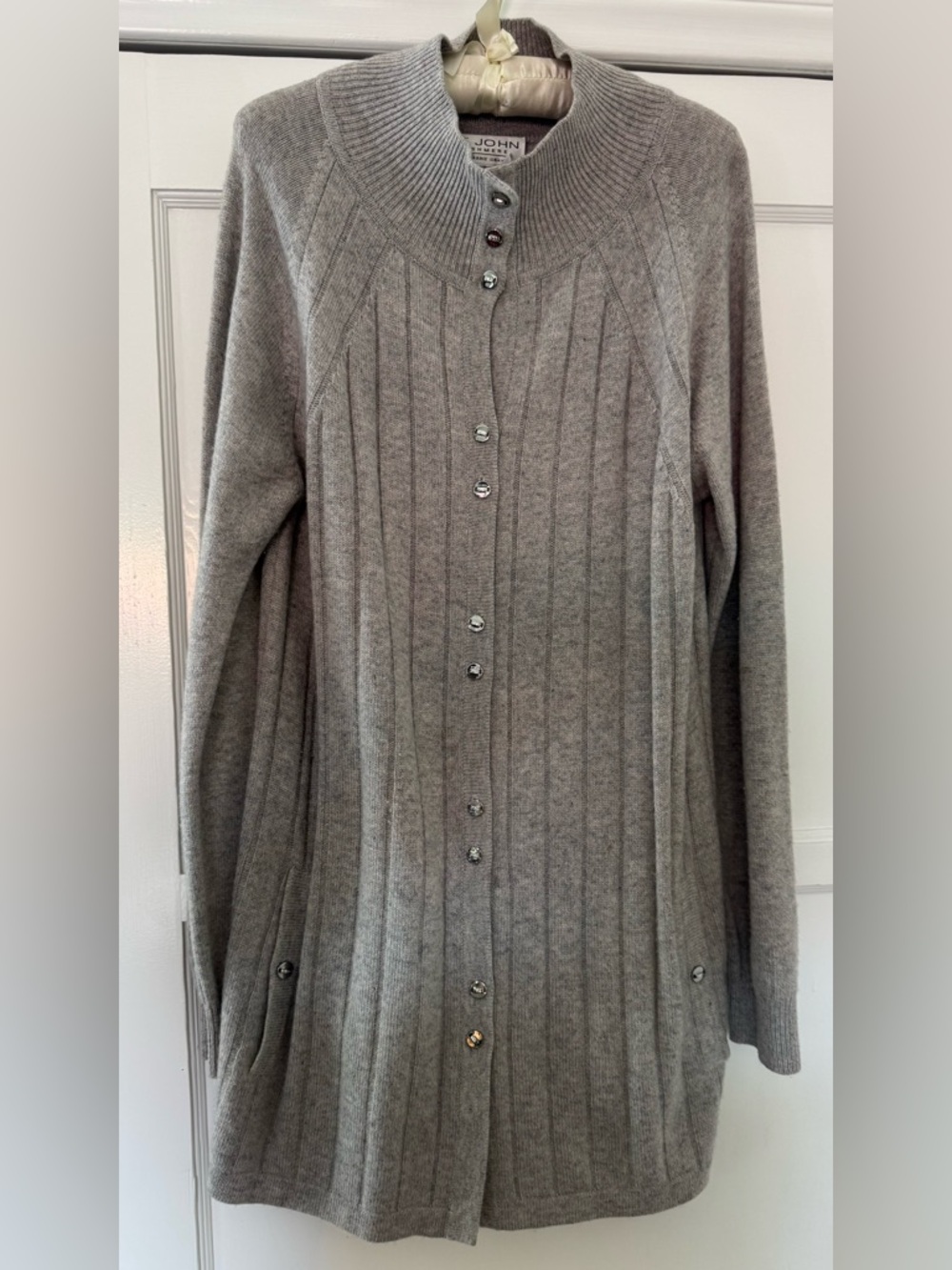 St John 100% cashmere grey long cardigan sweater